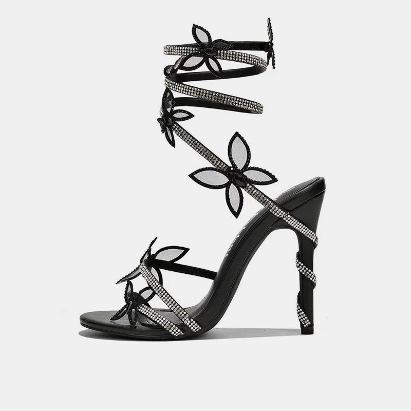 Dahlia Butterfly Rhinestone Sandals