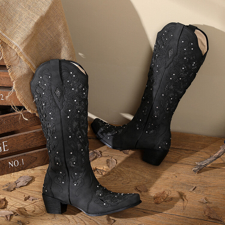 Nerine Embroidery Cowboy Boots