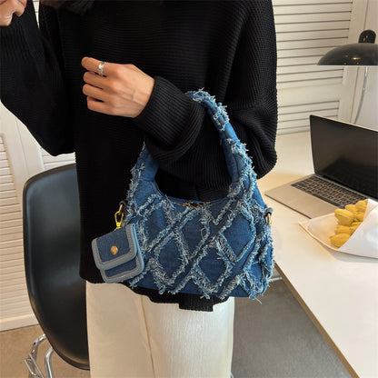 Ruby – Gesteppte Denim-Handtasche
