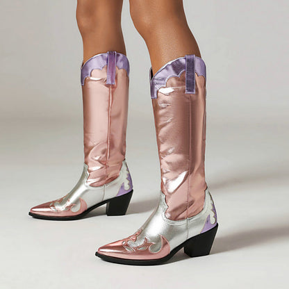 Lantana Shiny Metallic Embroidery Boots