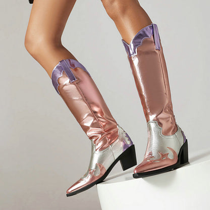 Lantana Shiny Metallic Embroidery Boots