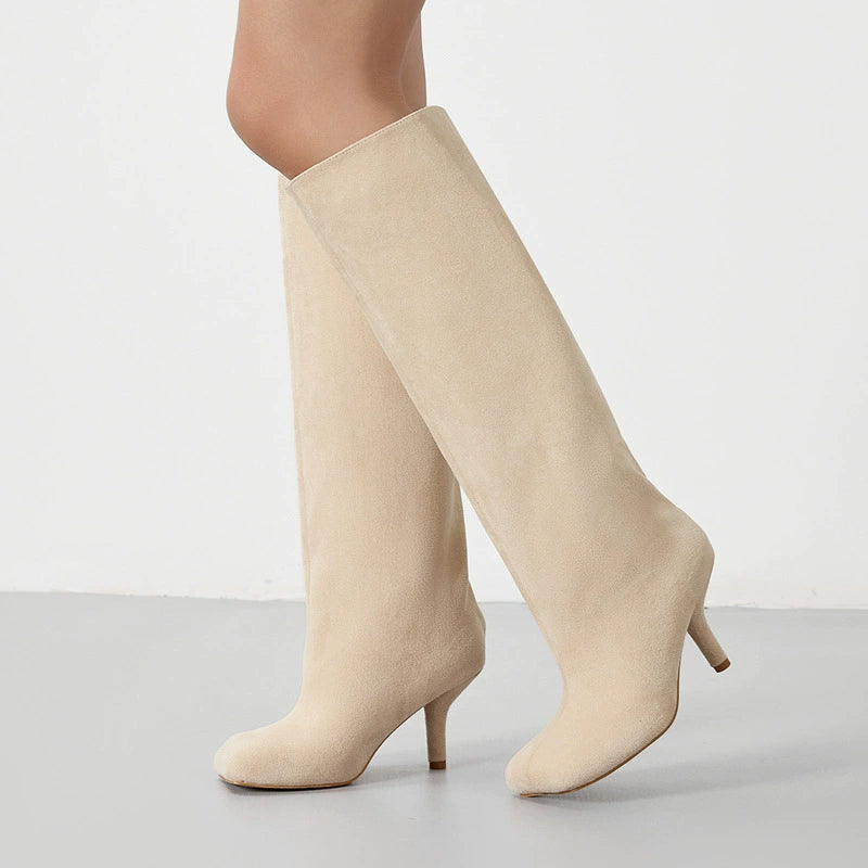 Dahlia Suede Kitten Heel Knee High Boots