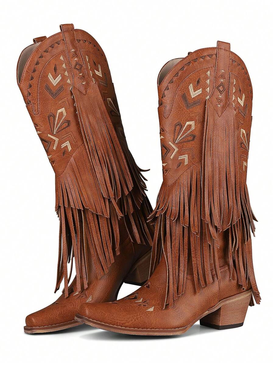 Aster Embroidered Tassel Cowboy Boots