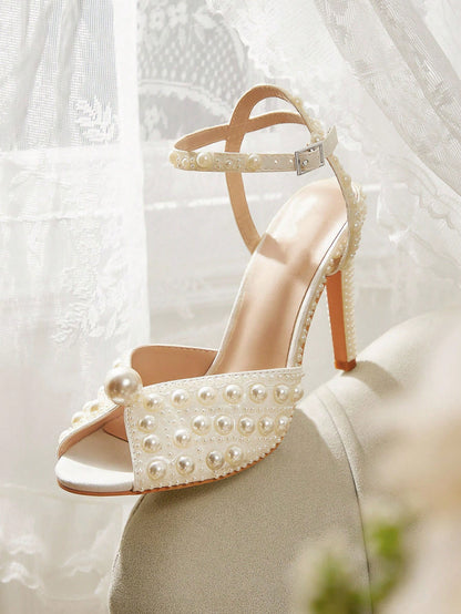 Lobelia Pearl Decor Stiletto Sandals
