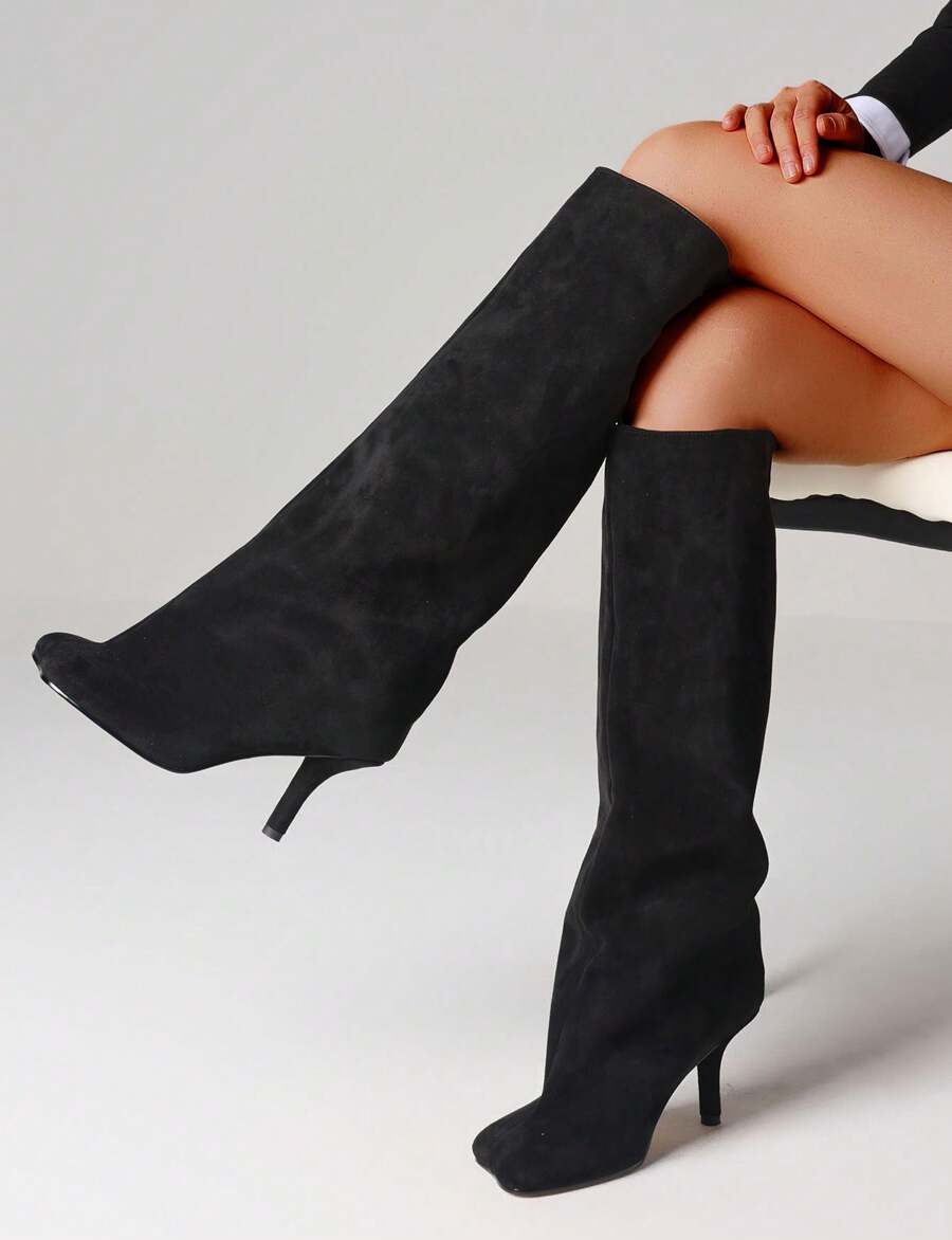 Dahlia Suede Kitten Heel Knee High Boots