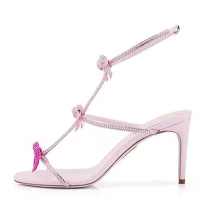 Camellia Rhinestone Bow Sandals