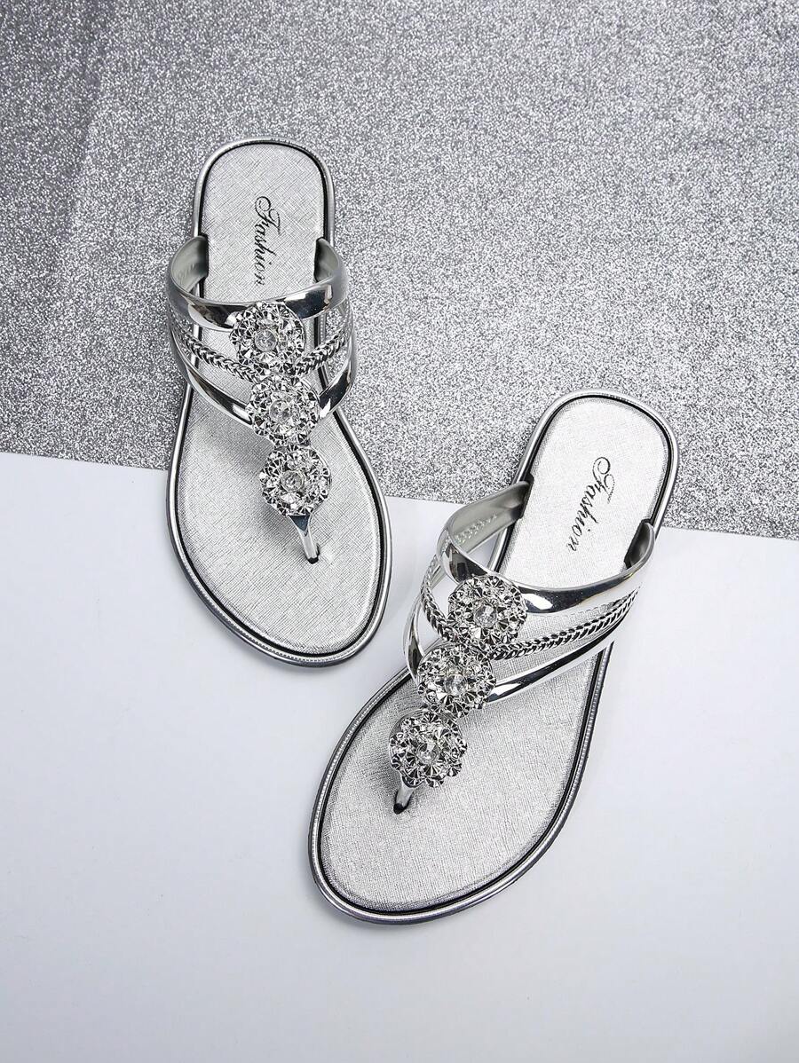 Camelia Rhinestone Flat Sandals