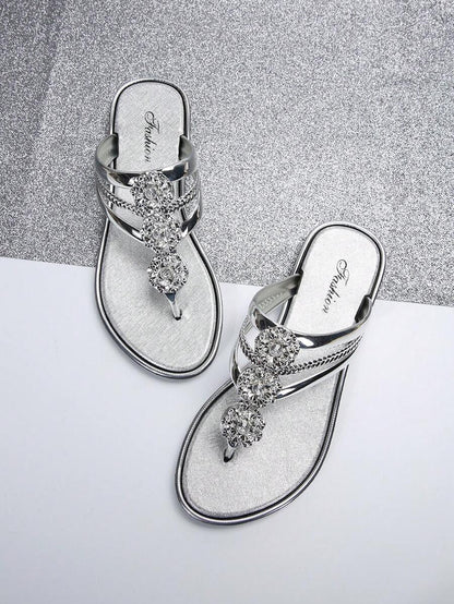 Camelia Rhinestone Flat Sandals