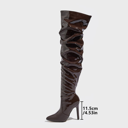Orchid Patent Leather Overknee Boots