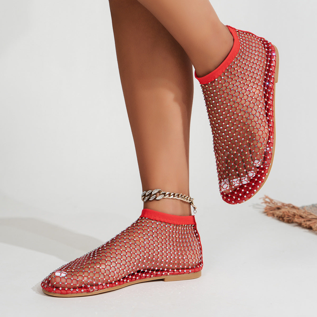 Azalea Fishnet Mesh Shiny Flats