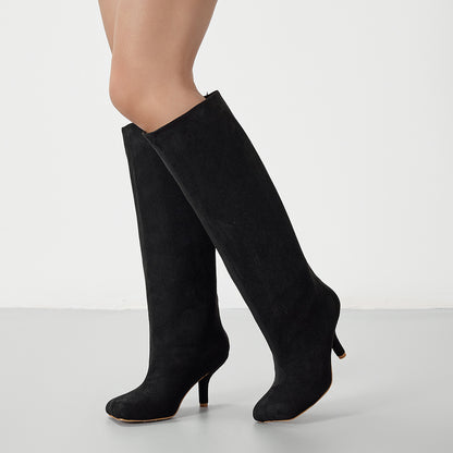 Dahlia Suede Kitten Heel Knee High Boots