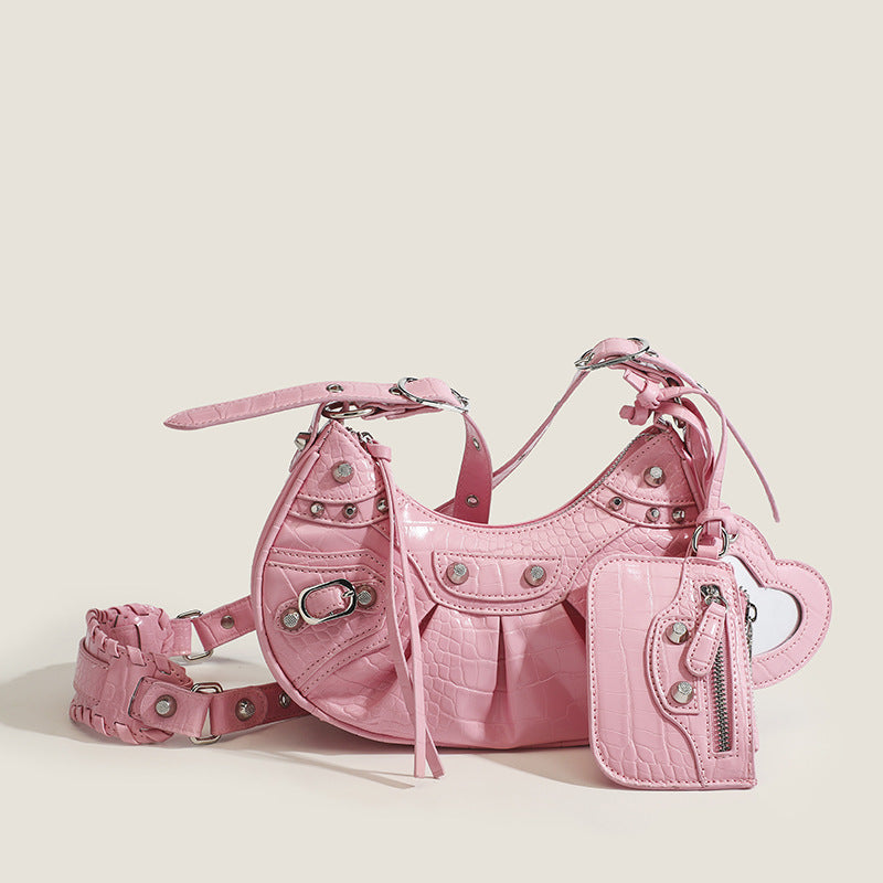 Freya Crocodile Hobo Half-Moon Bag