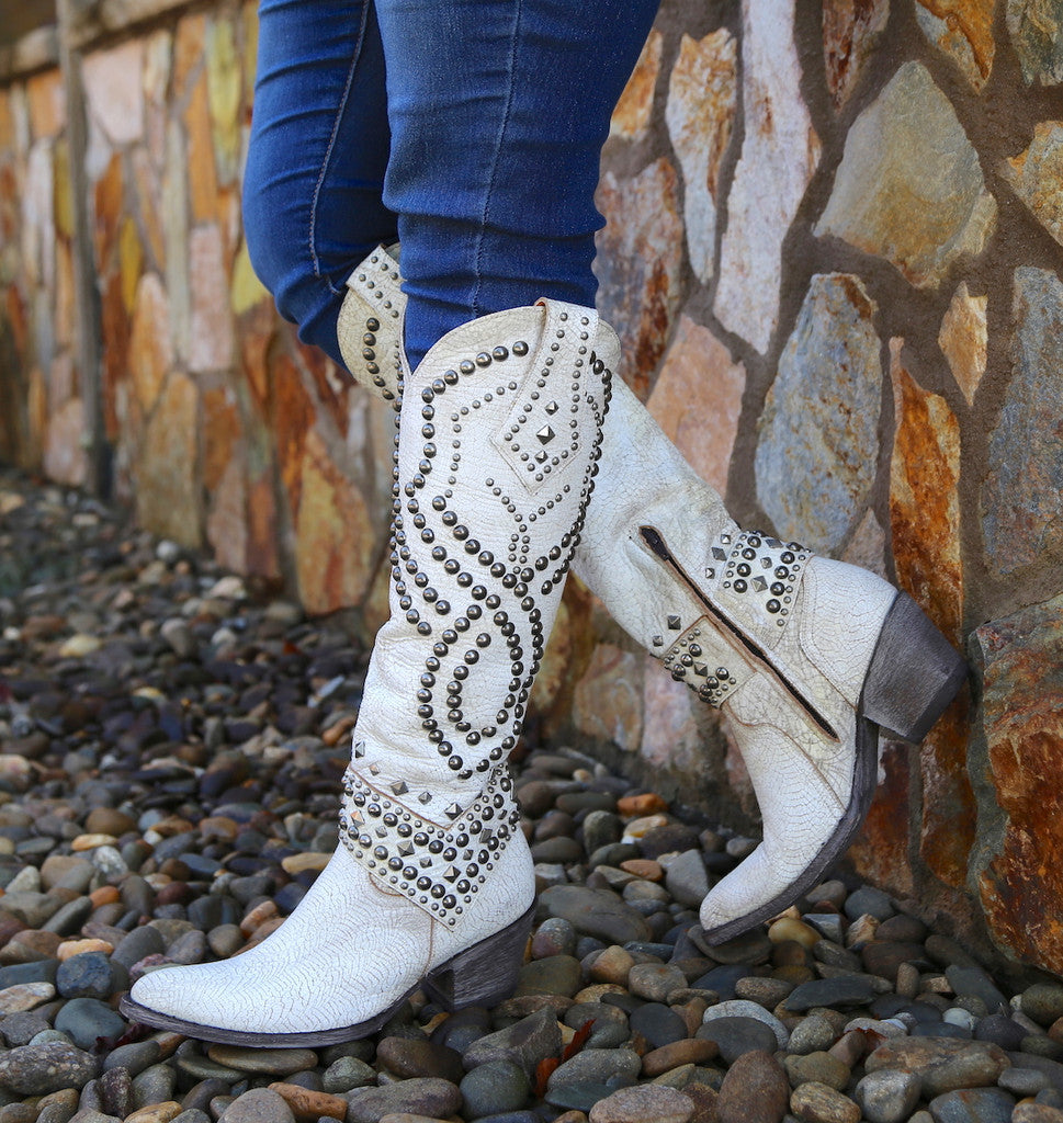 Camellia Rivet Chunky Heel Boots