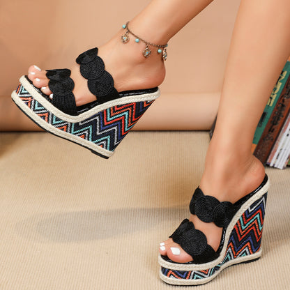Lantana Printed Double Straps Mules