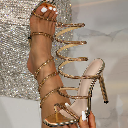 Peony Rhinestone Wrap Stiletto Heels