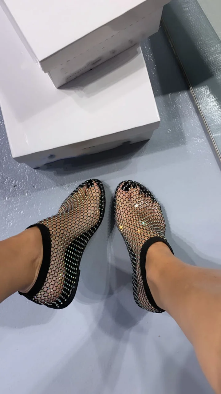 Azalea Fishnet Mesh Shiny Flats