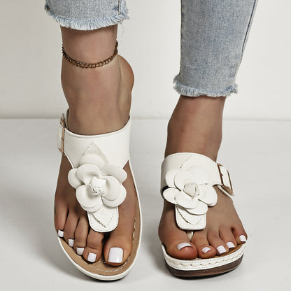 Peony Floral Wedge Slippers
