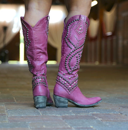 Camellia Rivet Chunky Heel Boots