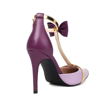 Pansy Bow Ankle T-Strap High Heels