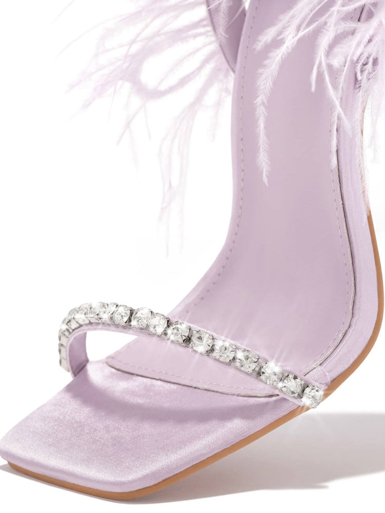 Lavinder Feather-trimmed Lace-up Sandals