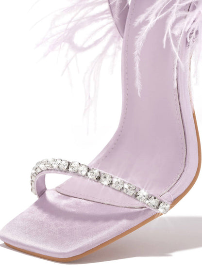 Lavinder Feather-trimmed Lace-up Sandals