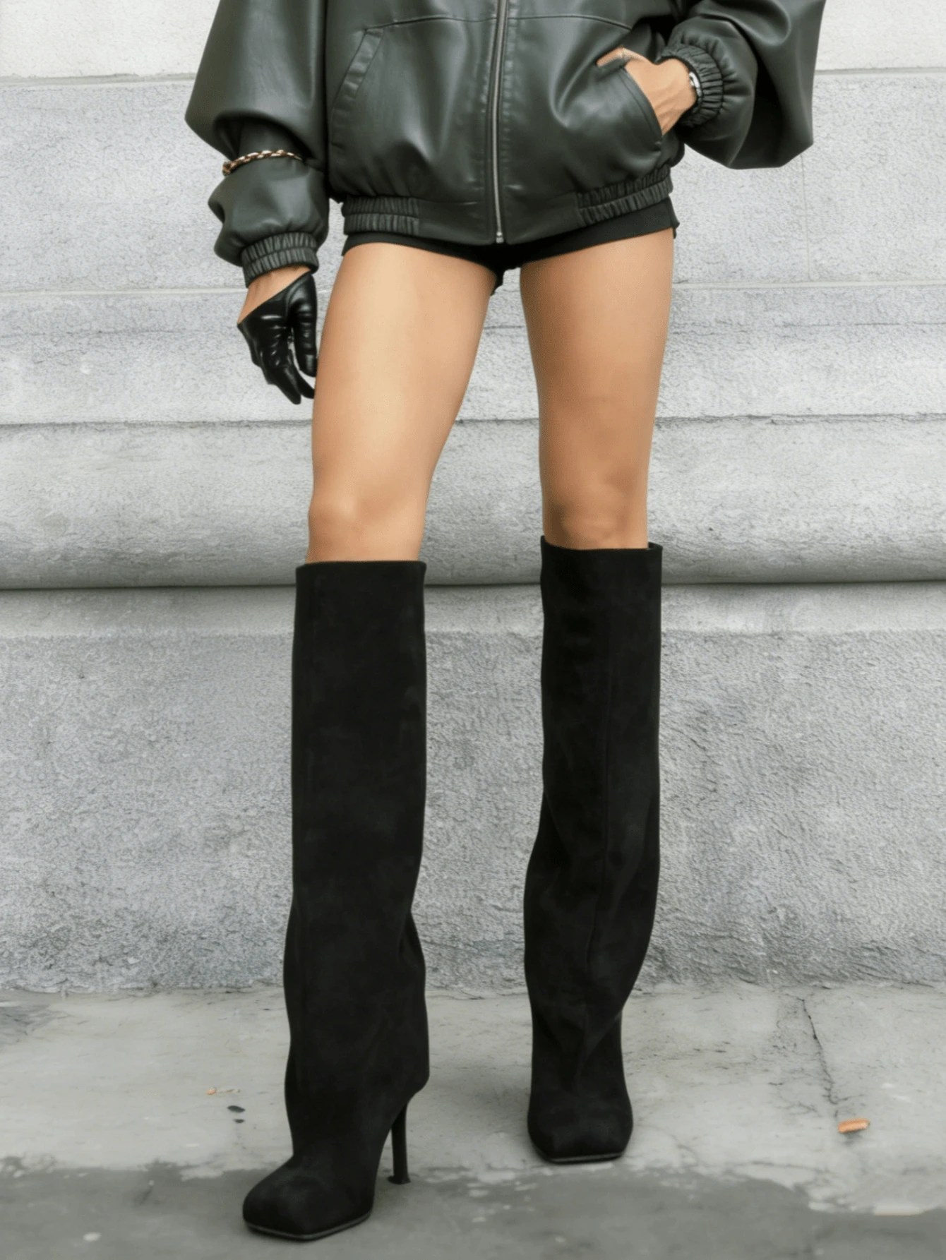 Dahlia Suede Kitten Heel Knee High Boots