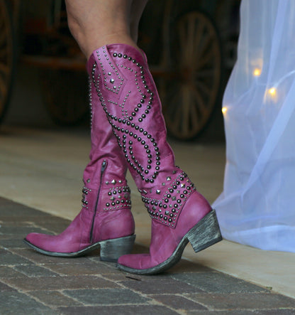 Camellia Rivet Chunky Heel Boots