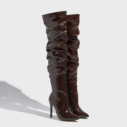 Orchid Patent Leather Overknee Boots