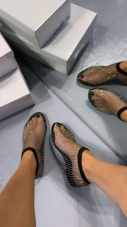 Azalea Fishnet Mesh Shiny Flats
