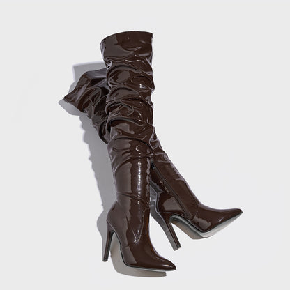 Orchid Patent Leather Overknee Boots