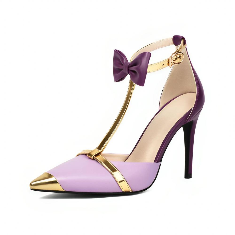 Pansy Bow Ankle T-Strap High Heels