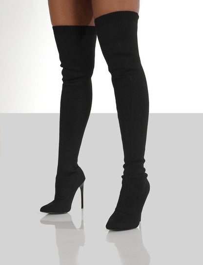 Bottes au-dessus du genou en tricot Eustoma