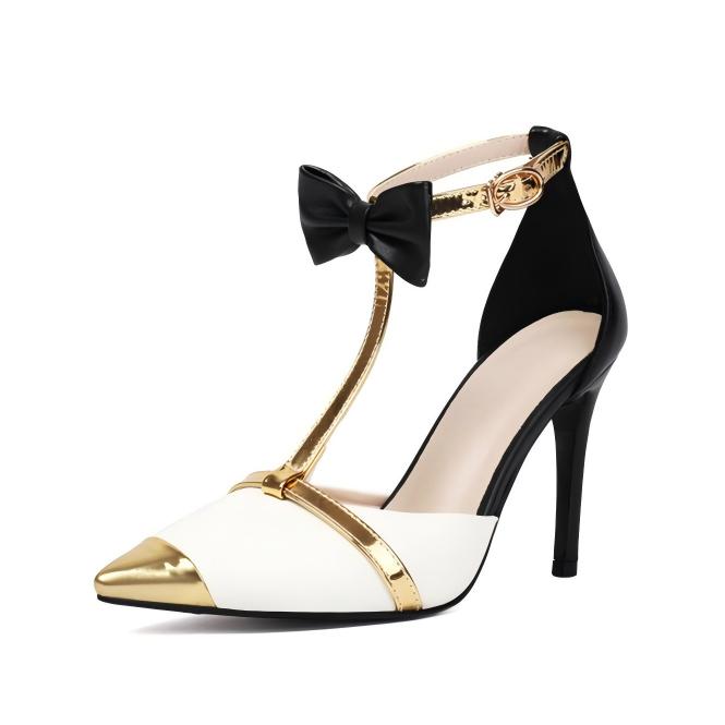 Pansy Bow Ankle T-Strap High Heels