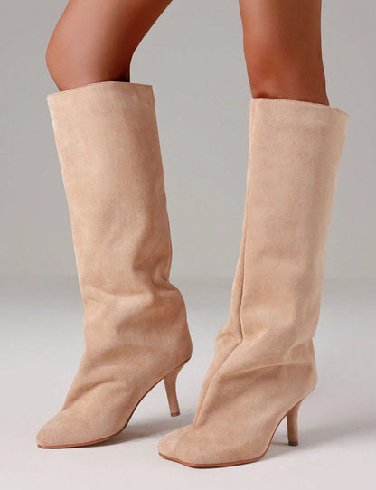 Dahlia Suede Kitten Heel Knee High Boots