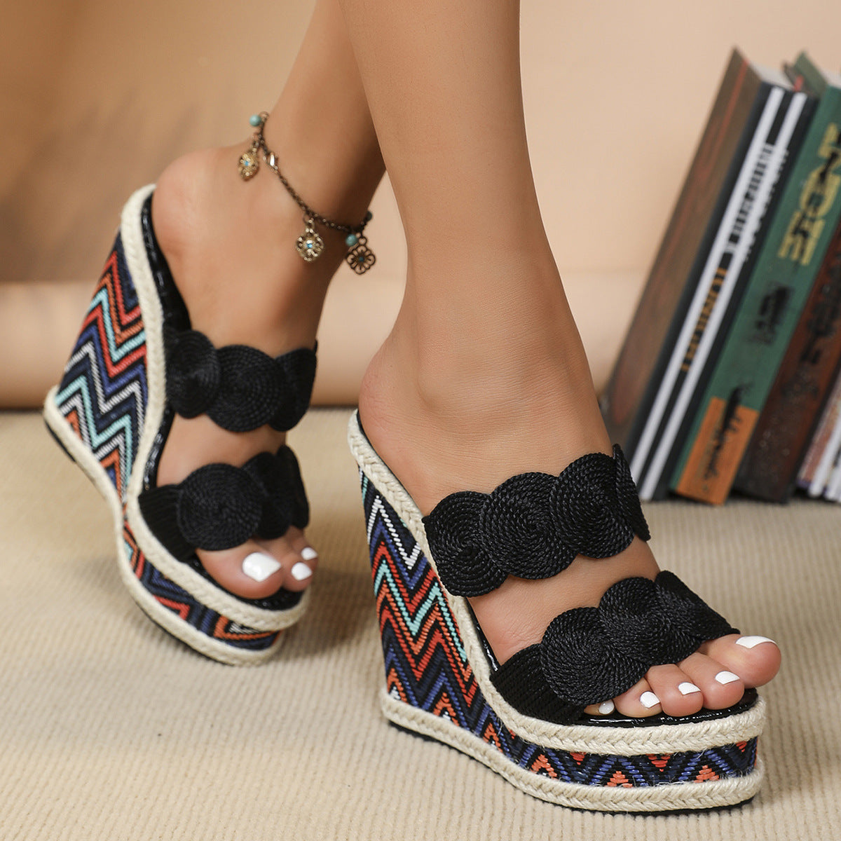 Lantana Printed Double Straps Mules