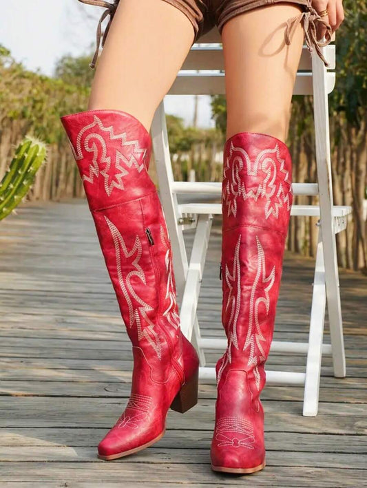 Lily Vintage Overknee Cowboy Boots
