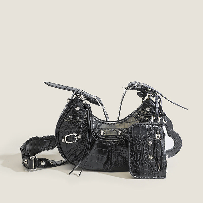 Freya Crocodile Hobo Half-Moon Bag