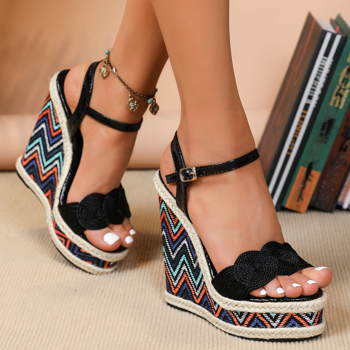 Lantana Printed Double Straps Mules
