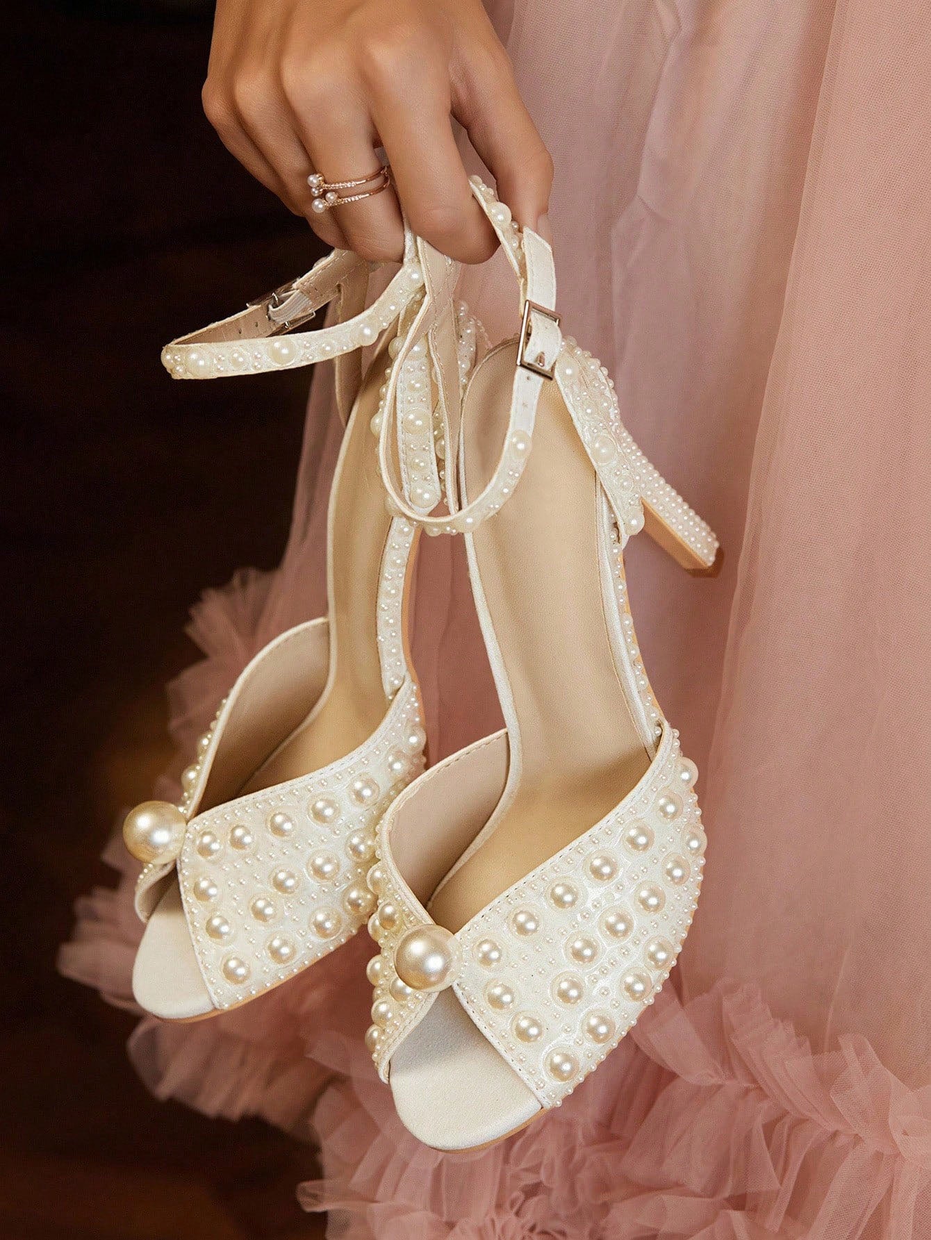 Lobelia Pearl Decor Stiletto Sandals