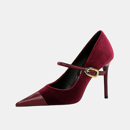 Azalea Velvet Buckle Pumps