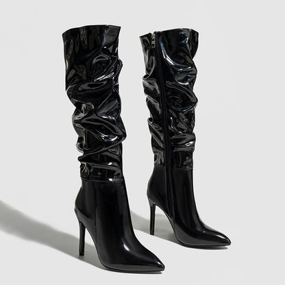 Erica Glossy Ruched Boots