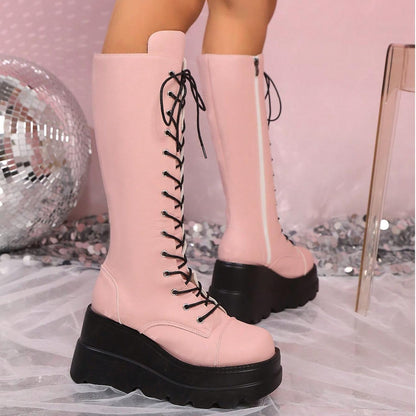 Kniehohe Linaria-Stiefel mit Plateau
