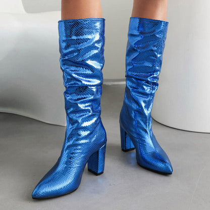 Lotus Shiny Knee-high Boots