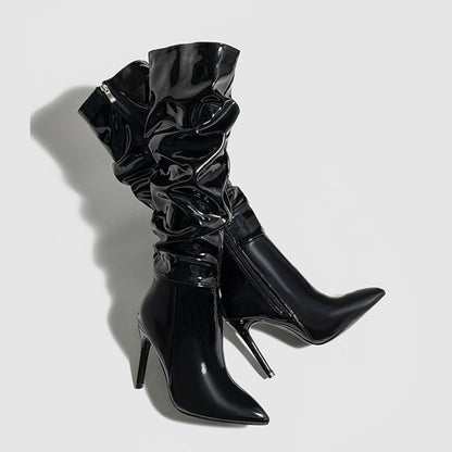 Erica Glossy Ruched Boots