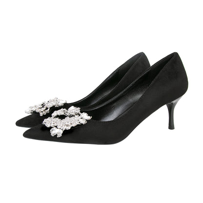 Nemesia Rhinestone Suede Pumps