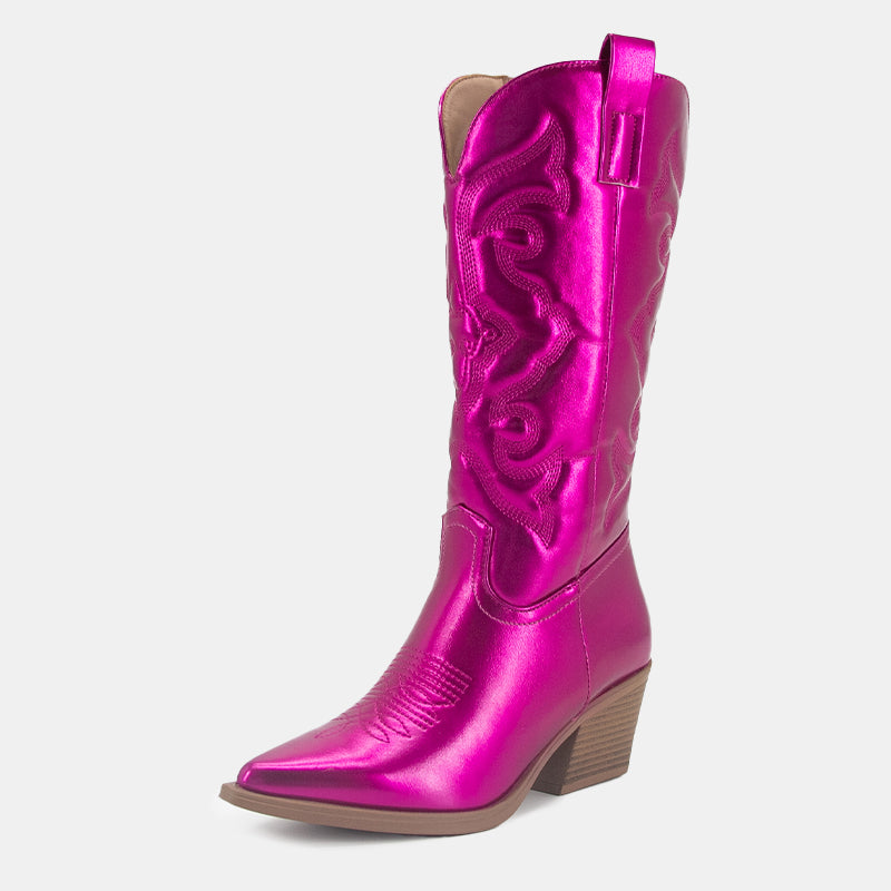 Gardenia Shiny Metallic  Embroidery Boots