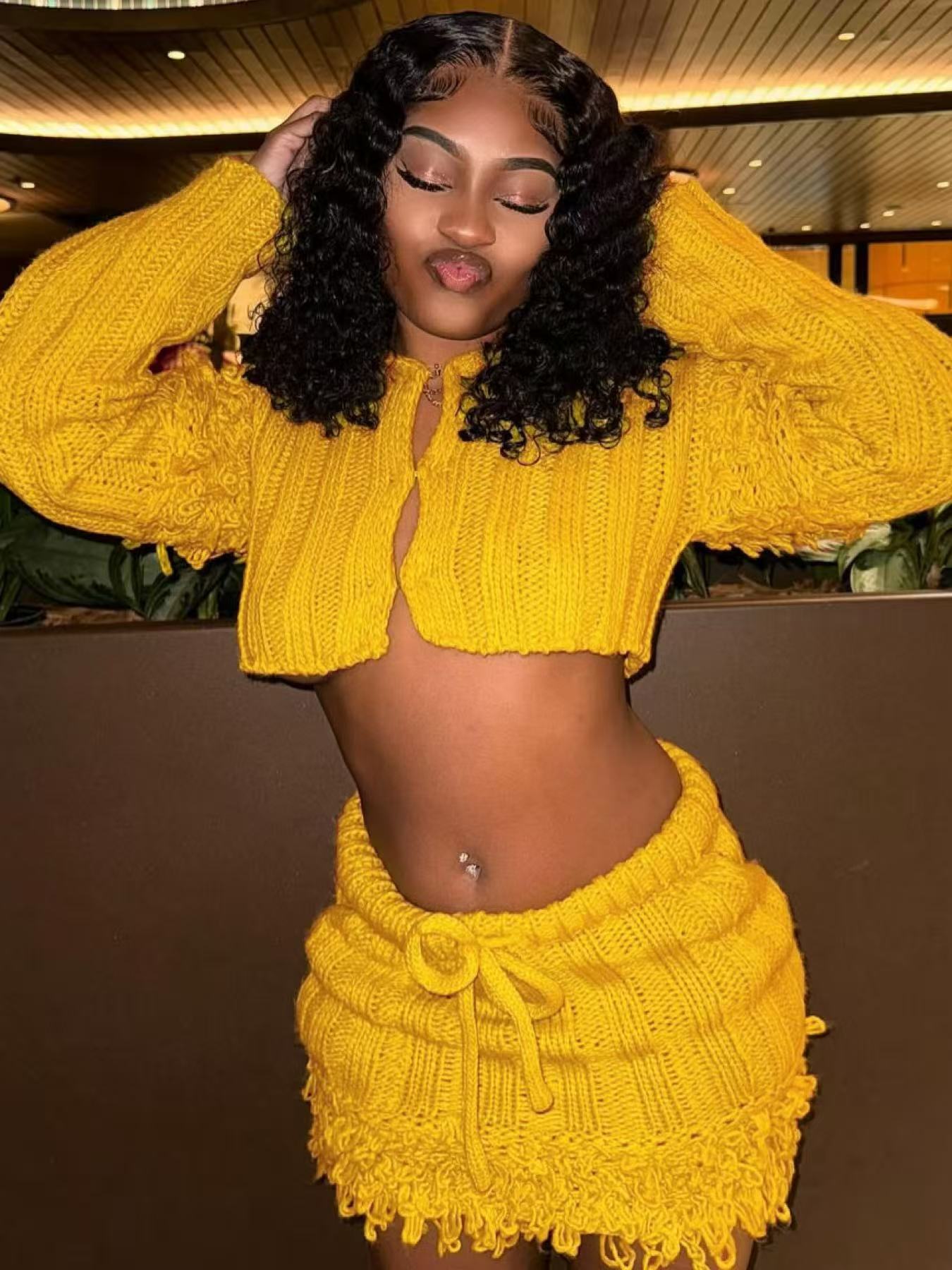 Mila Cropped Cardigan Skirt Set