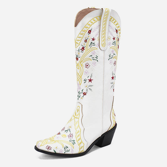 Bottes de cowboy à broderie florale Gardenia
