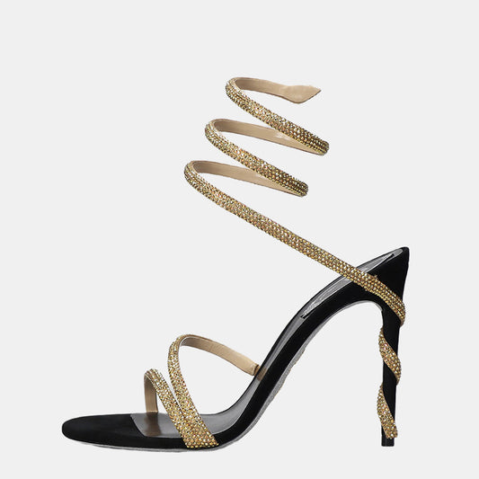 Fressia Rhinestone Wraparound Sandals