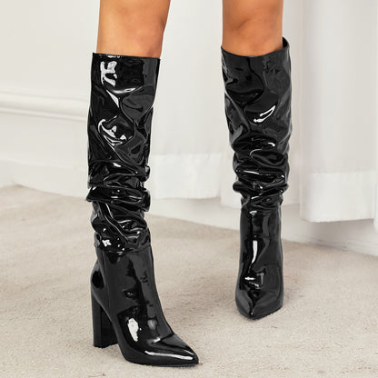 Bottes hautes en cuir verni Marigold